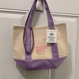 custom made Mini Pastel Canvas Tote Bag - Lavender/Creme with Crystals